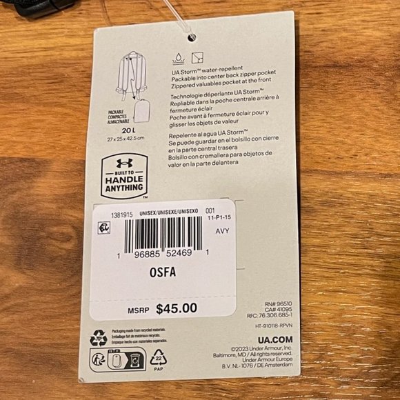 Under Armour Loudon Full Size Packable Backpack (20L) - Black - Picture 6 of 6